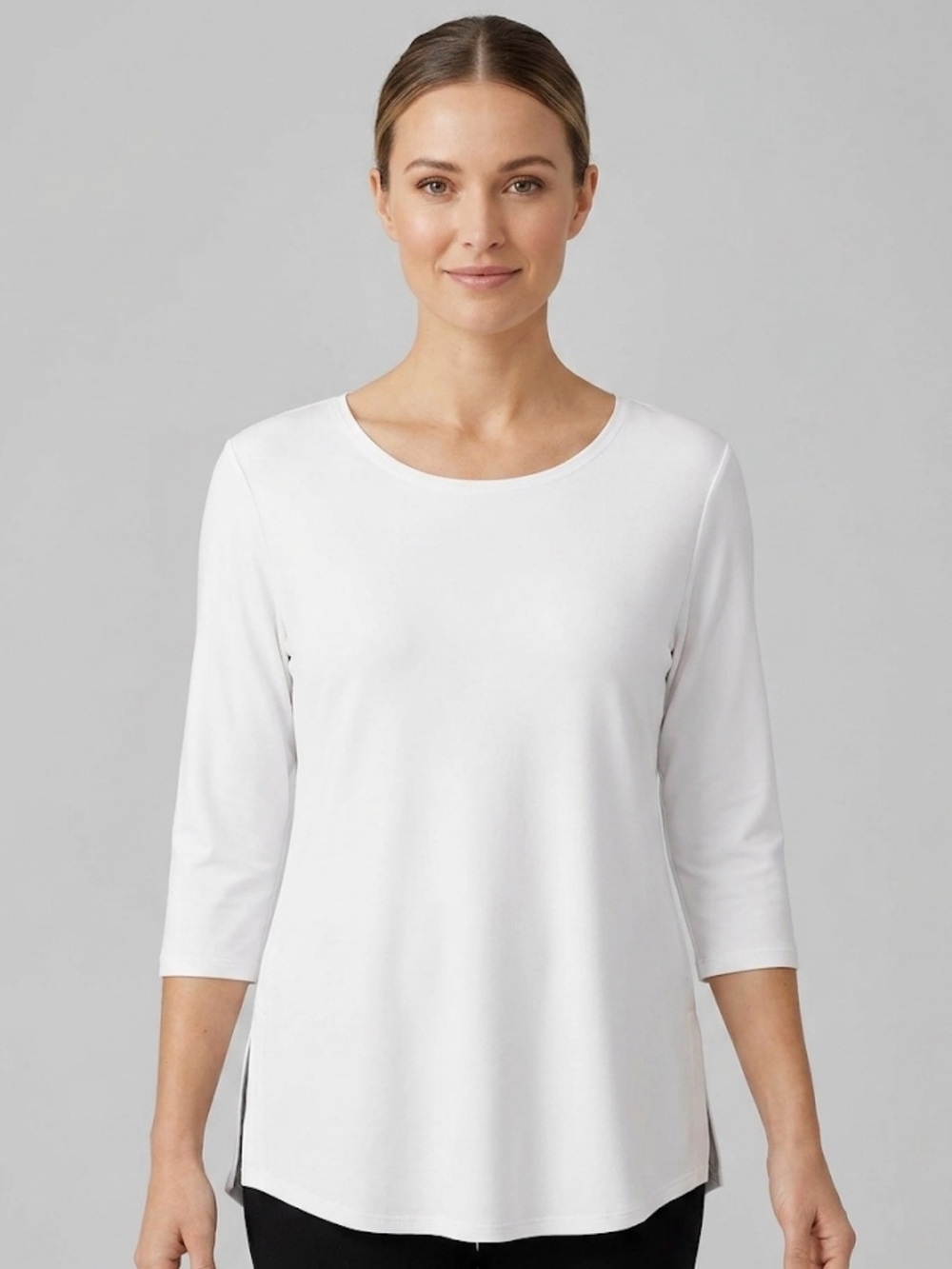Sympli Scoop Neck 3/4 Sleeve Top
